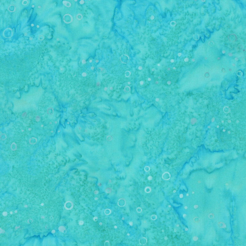 mottled bright turquoise fabric with tonal bubble accents.