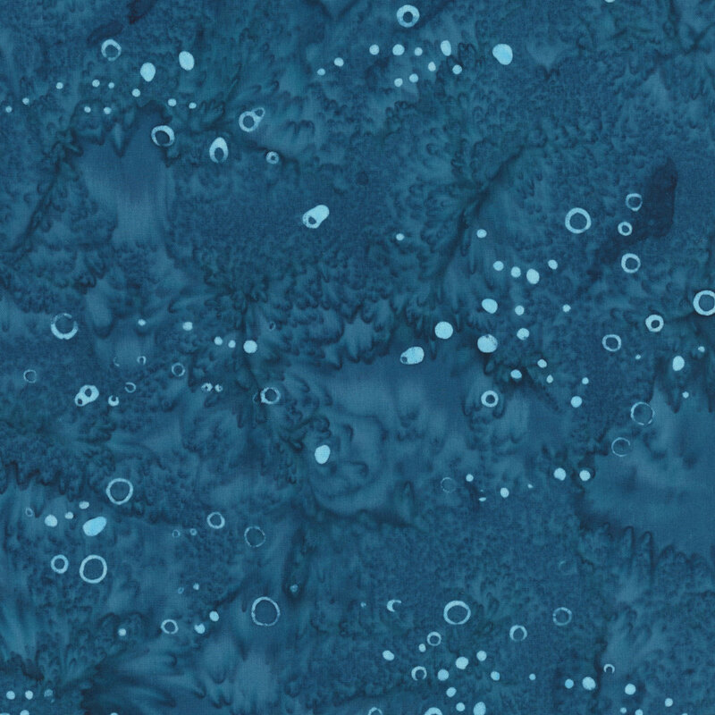 mottled teal blue fabric with tonal aqua bubble accents.