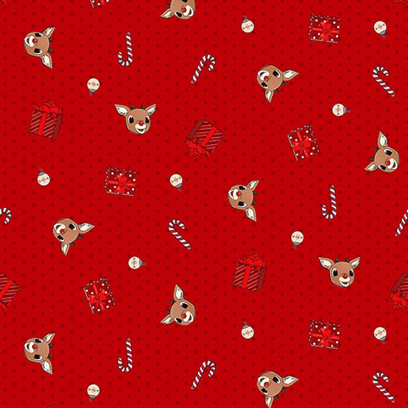 Rudolph the Red-Nosed Reindeer® RD1017-24 Red Presents by Northcott Fabrics