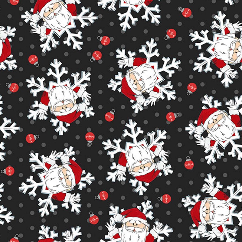 Rudolph the Red-Nosed Reindeer® RD1013-98 Black Santa Snowflake by Northcott Fabrics