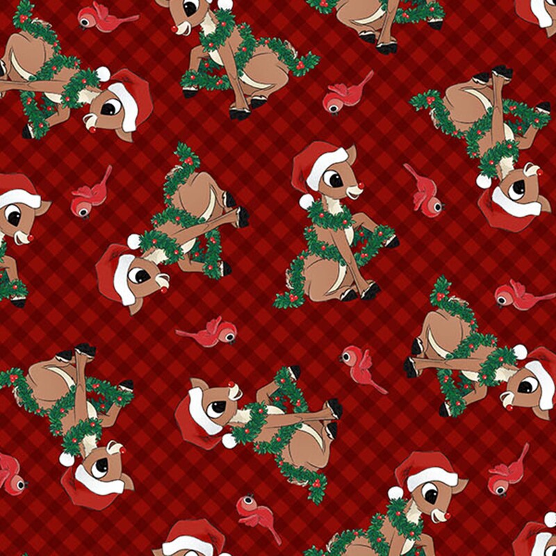 Rudolph the Red-Nosed Reindeer® RD1012-25 Dk Red Rudolph Toss by Northcott Fabrics