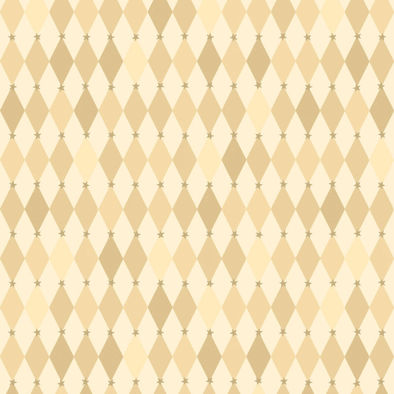 Cream fabric with a balanced grid of tan diamonds and stars.