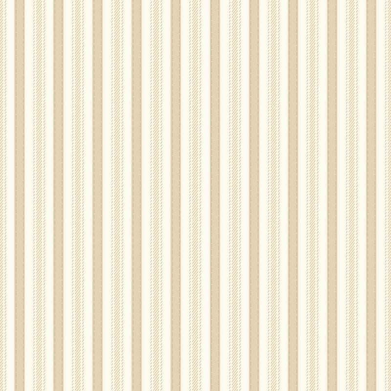 This Christmas fabric features cream and light brown stripes. 