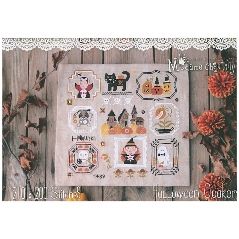 Front of the pattern displaying the finished project staged on wooden boards with fall foliage.