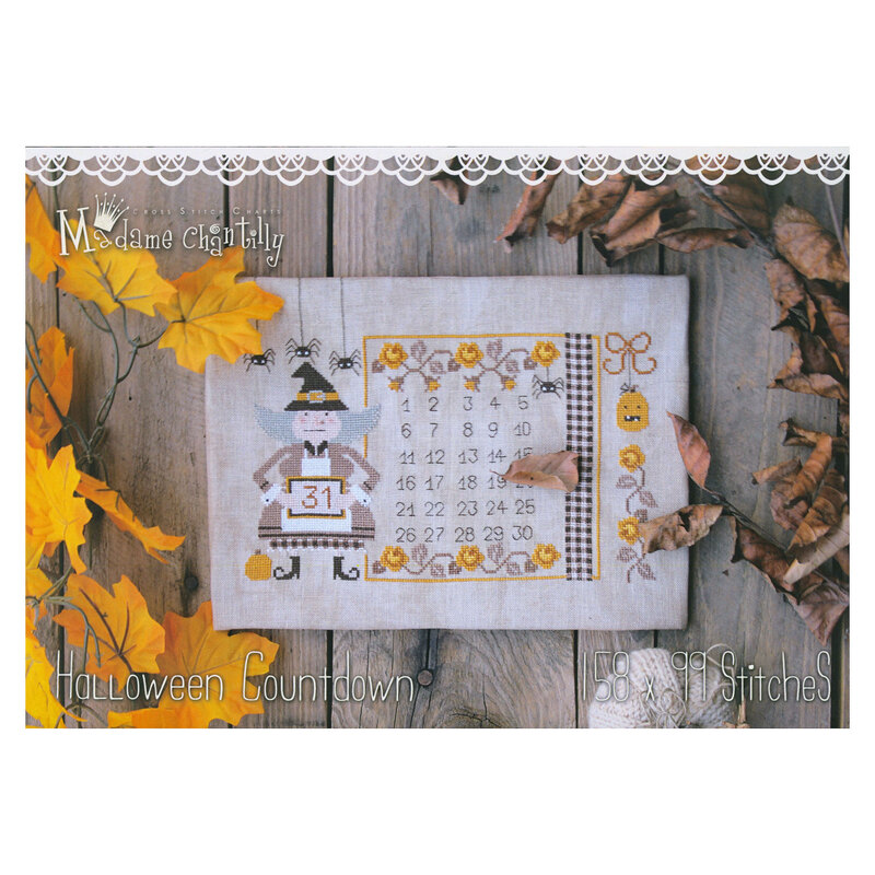 Front of the pattern displaying the finished project staged on a wooden board with fall foliage.