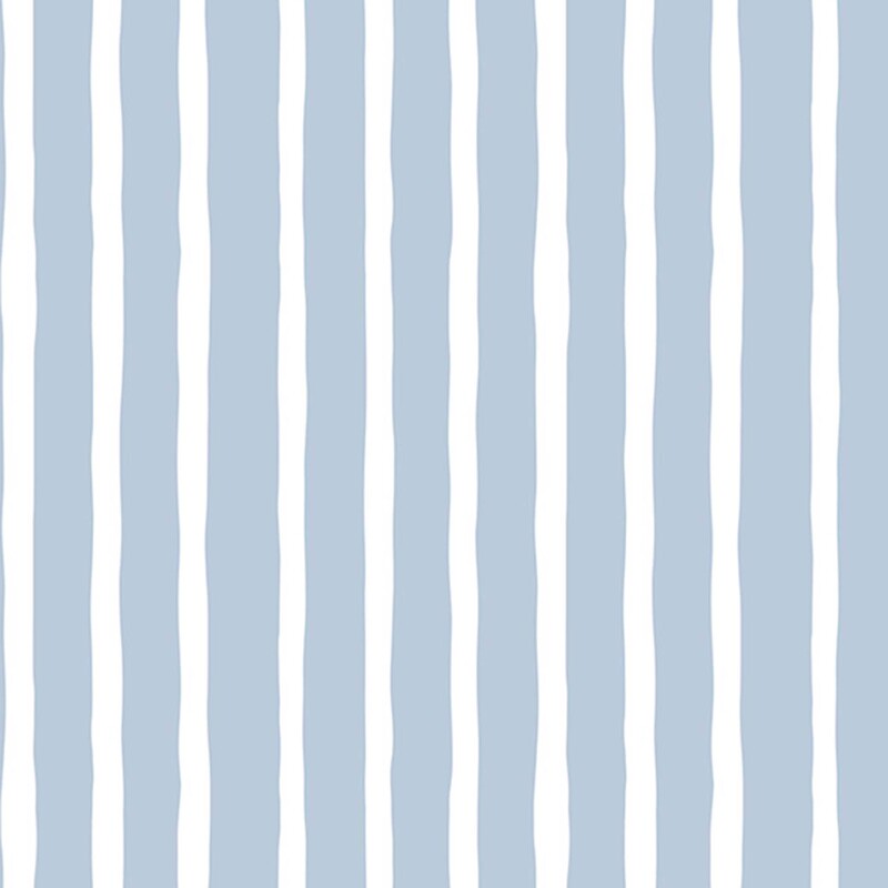 A light blue fabric with evenly spaced, slightly wavy white stripes.