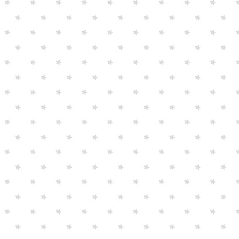 A white fabric with small light gray stars arranged in evenly spaced rows.