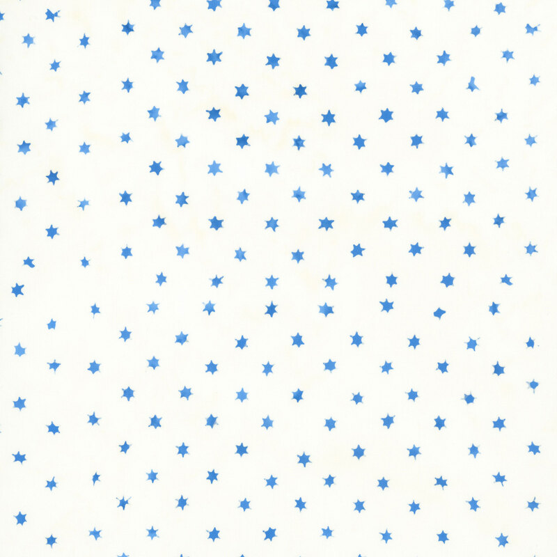 blue six-pointed stars scattered on a soft white background