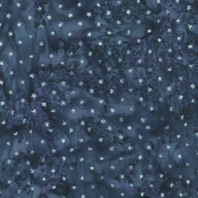 tiny white stars scattered across a mottled background of deep navy