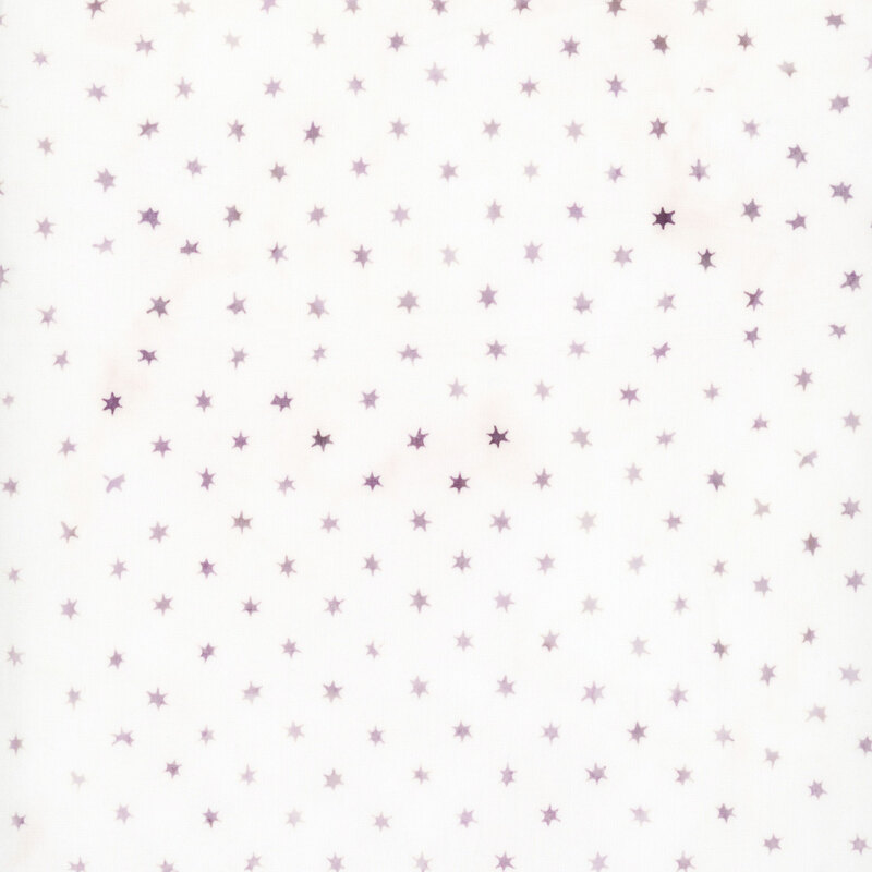 tiny mauve stars scattered across a softly mottled white background.
