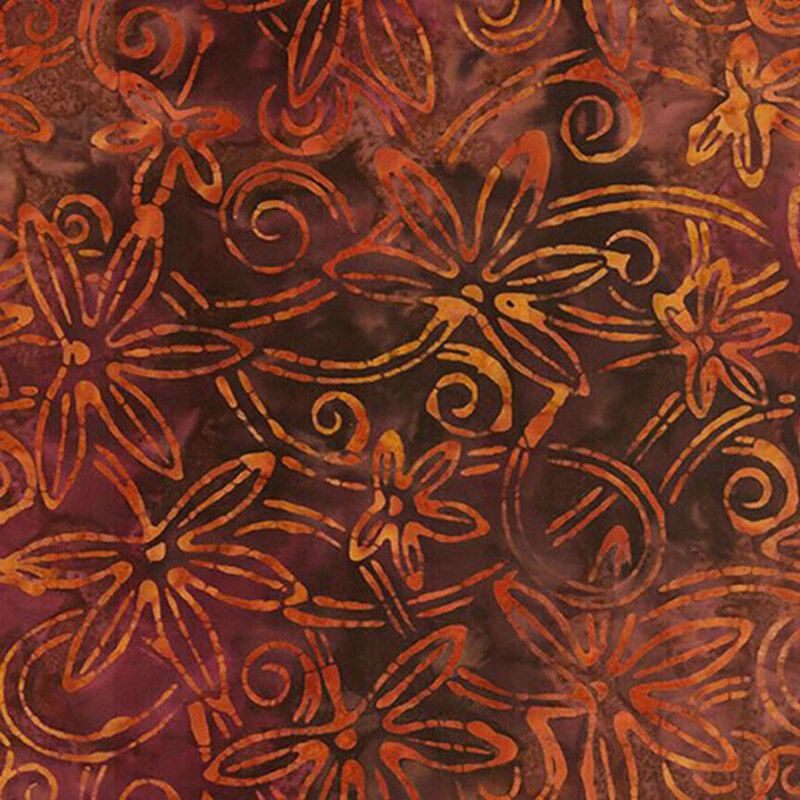 Tonga Campfire TONGA-B8572 WINE Star Flower Swirl by Timeless Treasures Fabrics