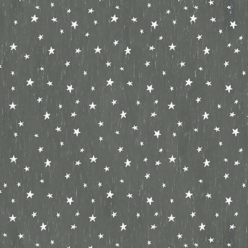 Textured gray fabric with a tossed design of white stars.