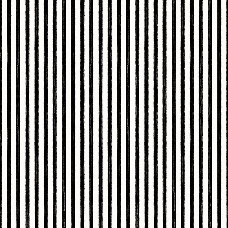 White fabric with a pattern of rough black stripes.
