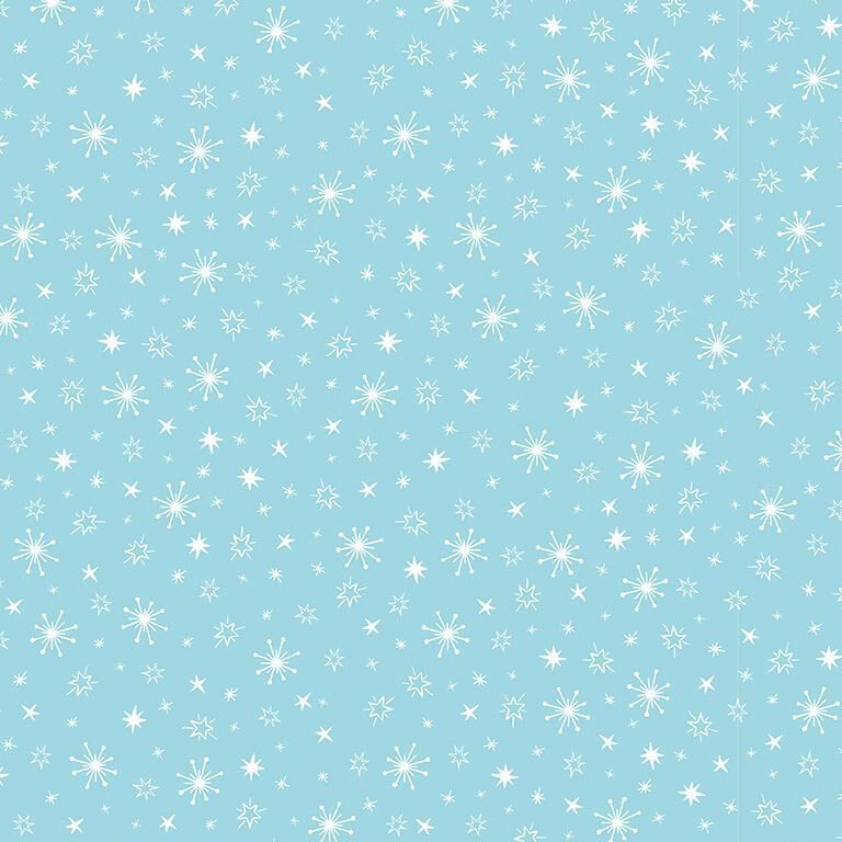 Light blue fabric with a tossed pattern of small white stars.