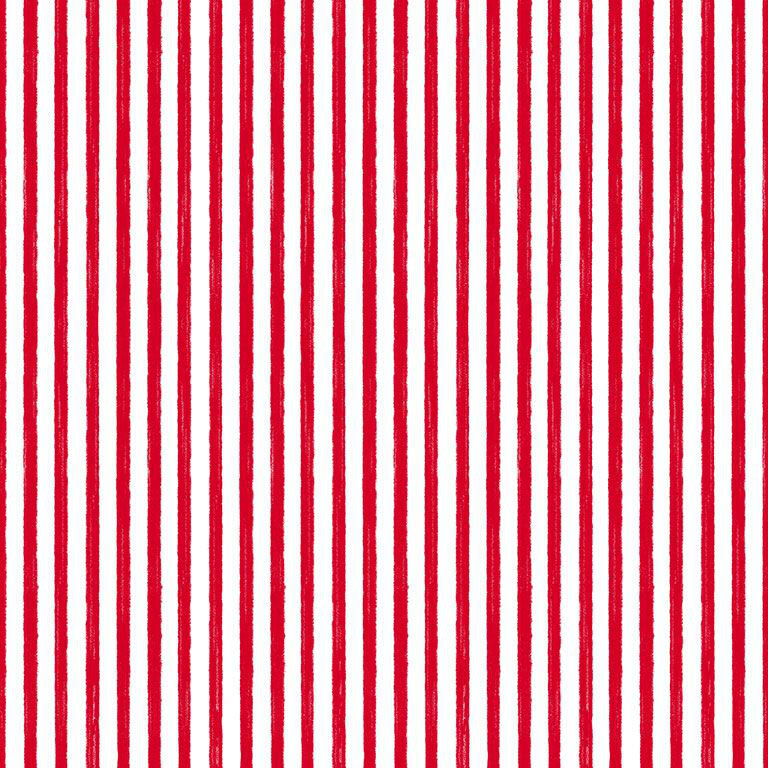 White fabric with a natural Christmas red striped pattern.