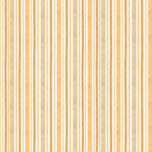ivory fabric featuring vertical stripes in shades of sand, ocher, and gold in varying widths