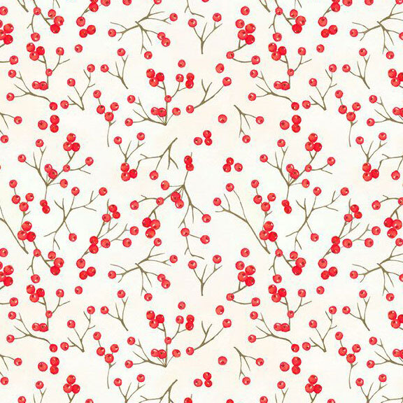 Cream fabric with tossed branches and winter berries.