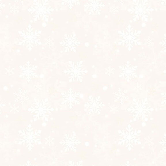 Cream fabric with tossed snowflakes.