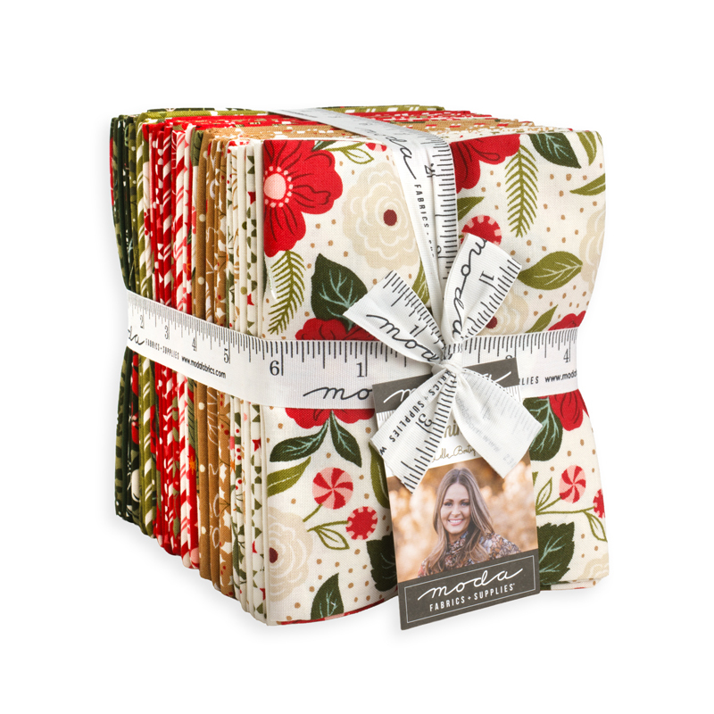 The Peppermint Cocoa Fat Quarter Bundle in its packaging, isolated on a white background. 