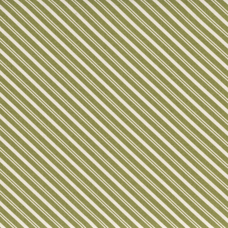 sage green and white diagonal candy cane stripe.
