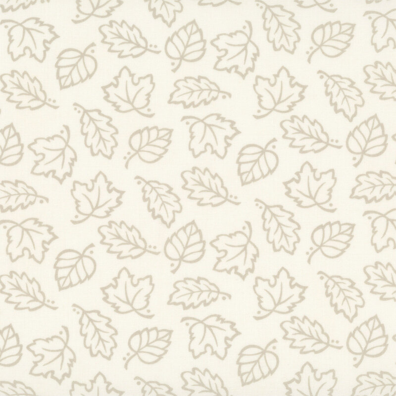 A cream fabric with scattered falling leaves.
