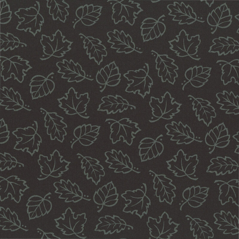 A black fabric with scattered falling leaves.