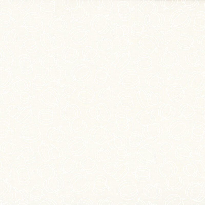 An off white fabric with white pumpkins.