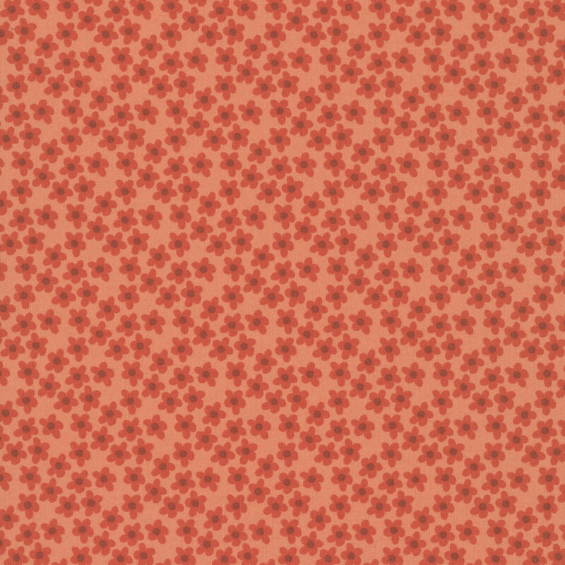This light auburn fabric features tossed rusty red flowers. 