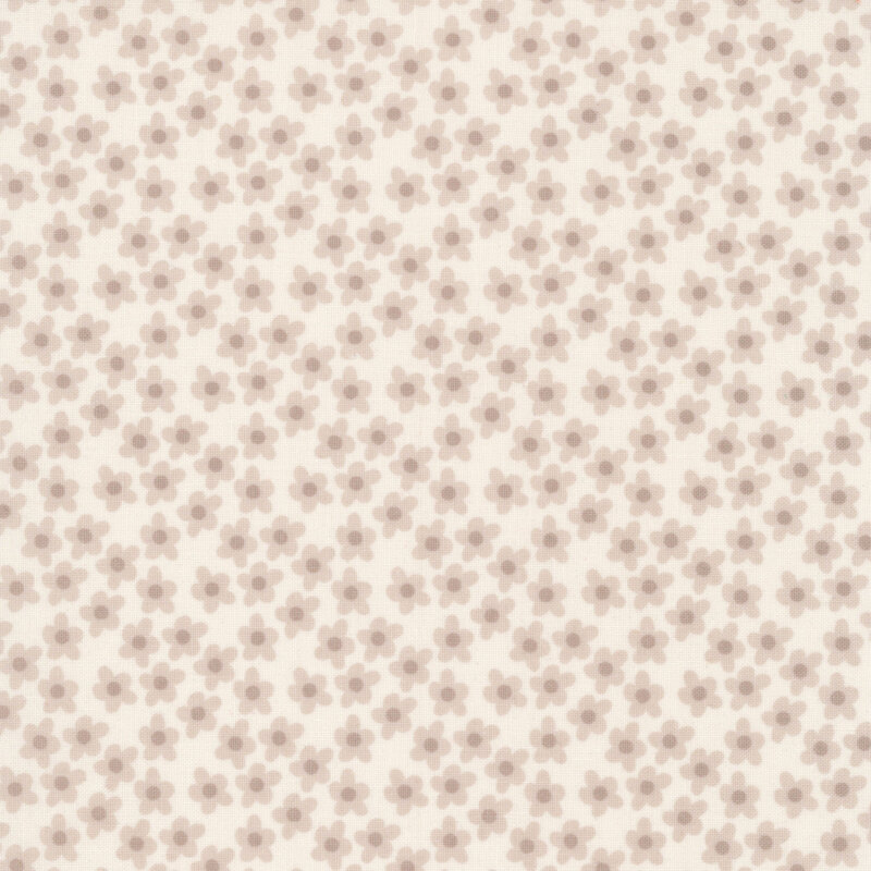 This white fabric features tossed light grey flowers. 