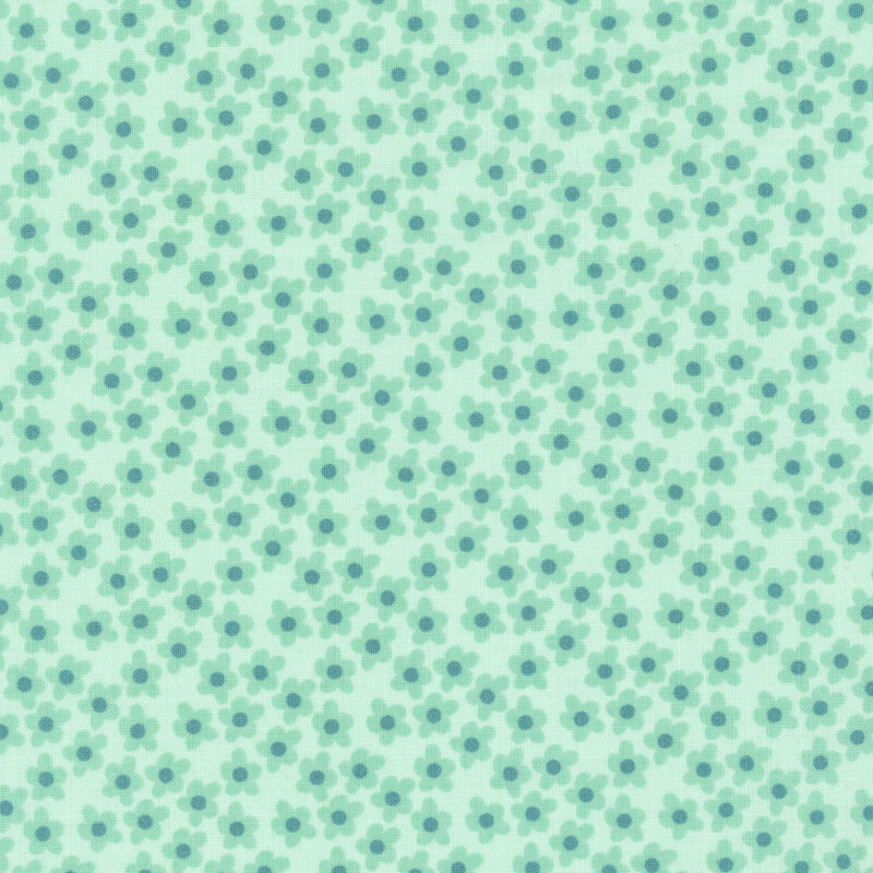 This light aqua fabric features tossed seafoam flowers. 