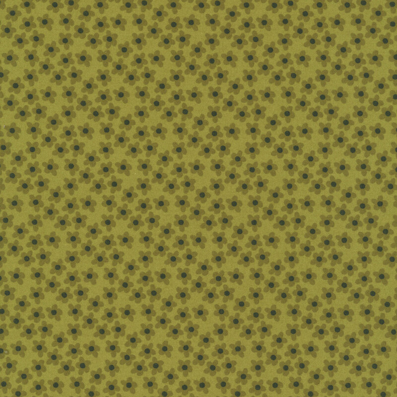 This olive green fabric features tossed tonal flowers. 