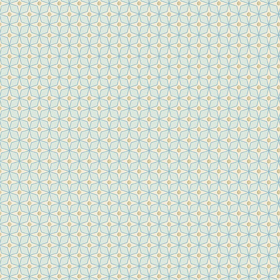Blue fabric with a repeating pattern of four-pointed stars.