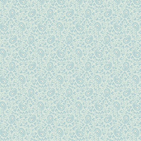 Light blue fabric with a floral and paisley pattern.