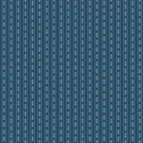 Dark blue fabric with thin geometric stripes.