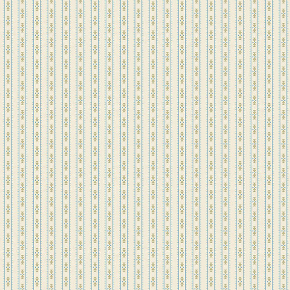 Cream fabric with thin geometric stripes.