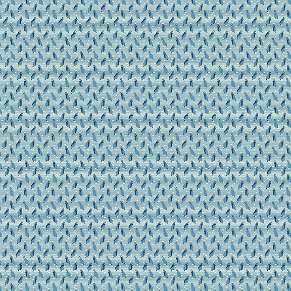 Light blue fabric with light motifs in a lattice pattern.