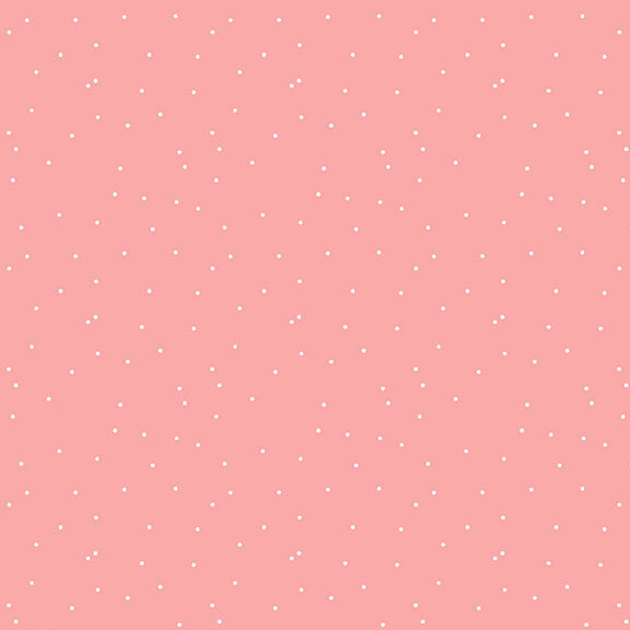 A pink fabric with scattered white dots.