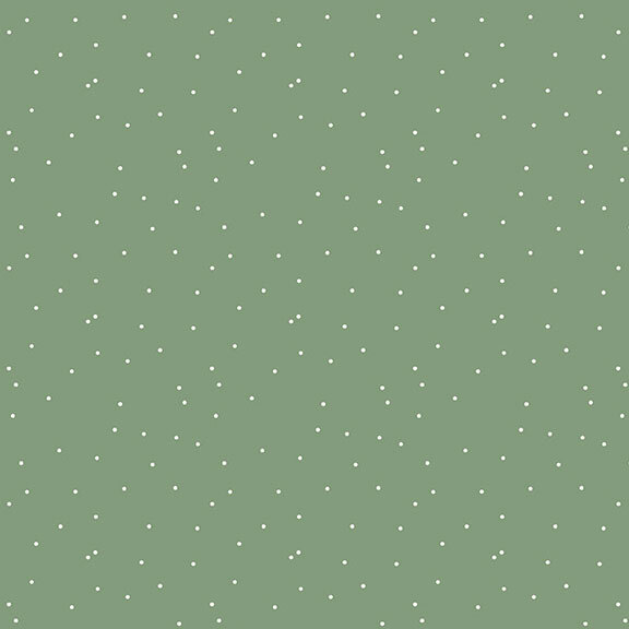 A dark pistachio fabric with scattered white dots.