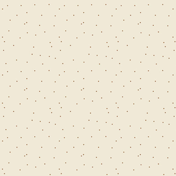 A cream fabric with scattered brown dots.