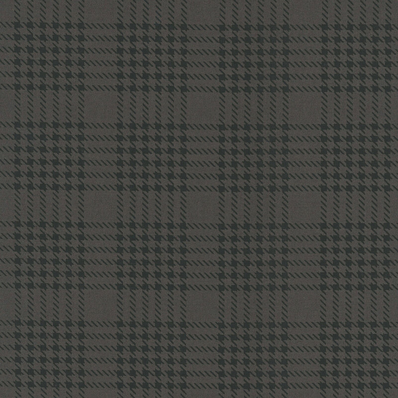 Charcoal black fabric with a simple dashed-line jet black gingham.
