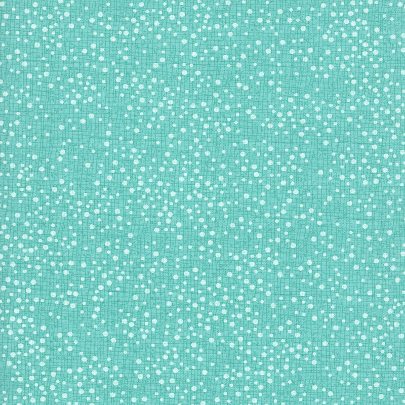 scattered white dots in varying sizes across a softly textured aqua background.