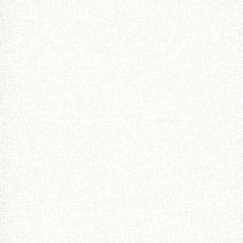 scattered white dots in varying sizes across a softly textured snow white background.