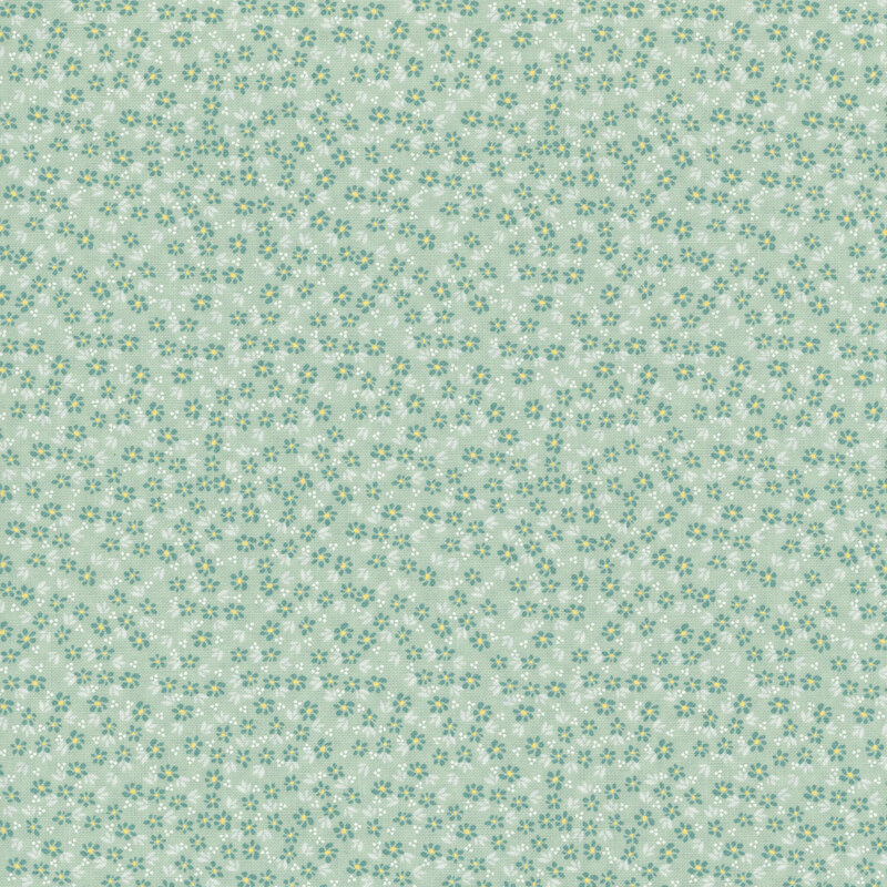 A pastel teal fabric with teal flowers.