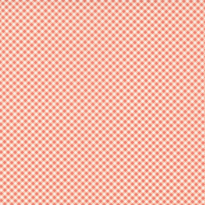 A salmon fabric with a gingham check.