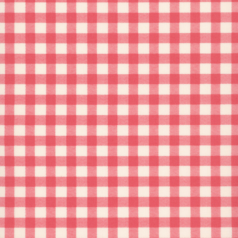 grapefruit red and white classic gingham fabric
