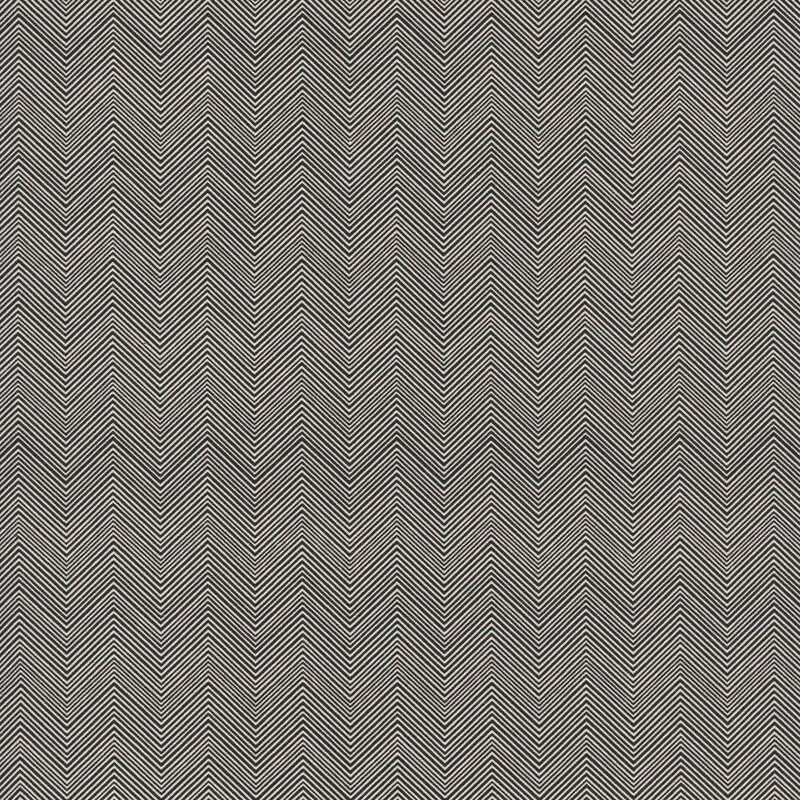 Fabric with a pattern of thin black and white zigzag lines.