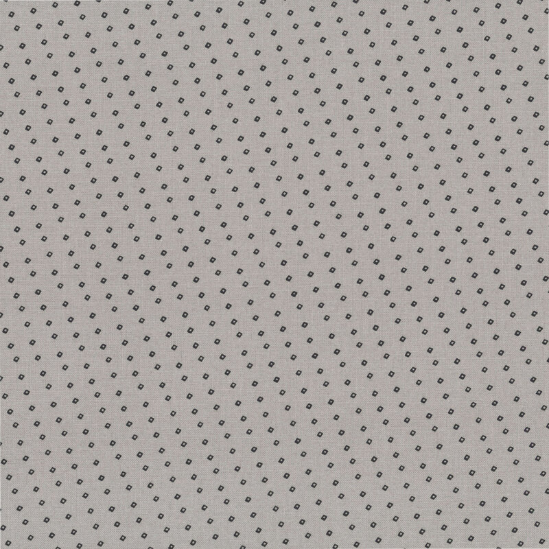 Smoke colored fabric with a biased grid design of small black squares.
