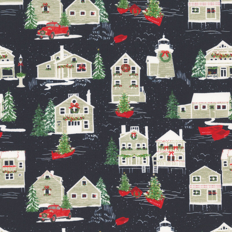 Nantucket Noel 55370-17 Navy Stroll by Camille Roskelley for Moda Fabrics
