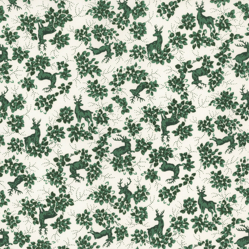 Nantucket Noel 55372-24 Evergreen Reindeer by Camille Roskelley for Moda Fabrics