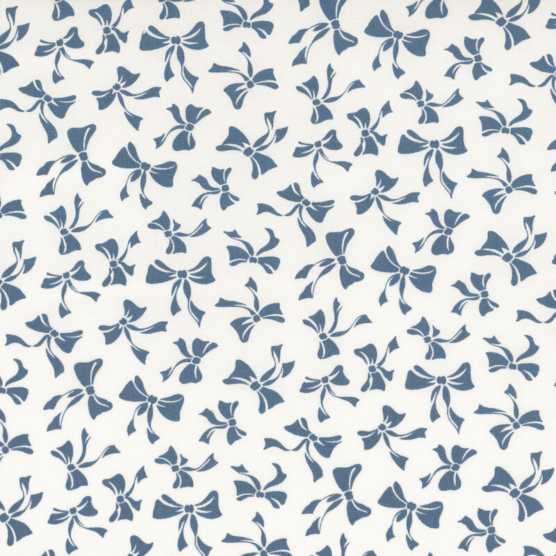 Nantucket Noel 55373-28 White - Nantucket Blue Christmas Bows by Camille Roskelley for Moda Fabrics